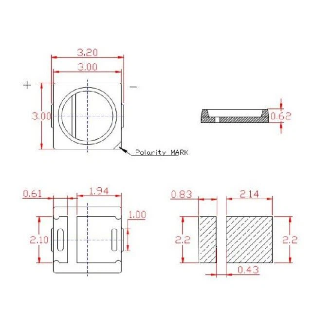 Red 660nm Smd Led 3030 For Horticulture Lighting